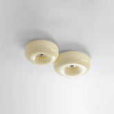 Light Yellow Circular Glass Flush Mount Ceiling Light - Clowas
